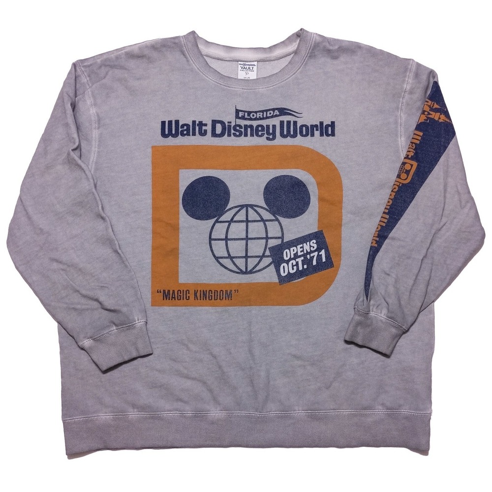 DISNEY WORLD Vault Collection 50 Sweatshirt Magic Kingdom Gray Tie Dye Large L